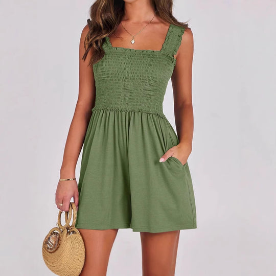 Damen verführerisches Sommerkleid mit Rüschendetails und praktischen Taschen R&B