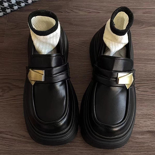 Damen Modische Loafers mit elastischem Socken-Ausschnitt und angesagtem Schnallen-Detail R&B