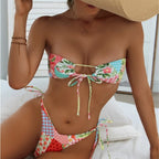 Damen Bandeau-Bikini-Set mit verspieltem Pünktchen-Muster und verstellbaren BindR&Bändern R&B