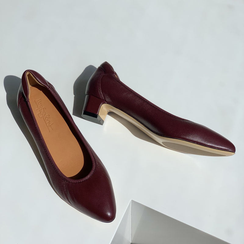 Damen Bequeme spitz zulaufende Ballerinas mit flexiblem Blockabsatz R&B