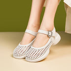 Damen Ballerinas mit modischem Netzdesign und eleganter Schmuckschnalle