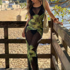 Damen Transparente Strandrobe mit floralem Muster R&B
