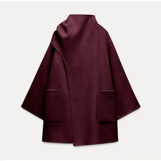 Damen Modische Wolljacke mit asymmetrischem Schnitt und praktischen Taschen R&B