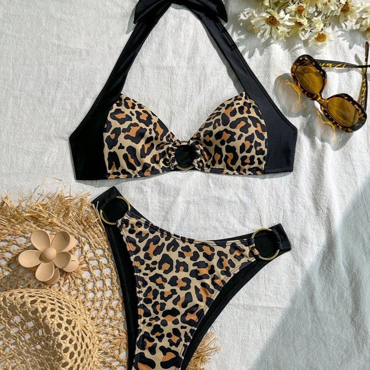 Damen Bikini-Set mit stilvollem Leopardenmuster und verstellbarem Trägersystem R&B