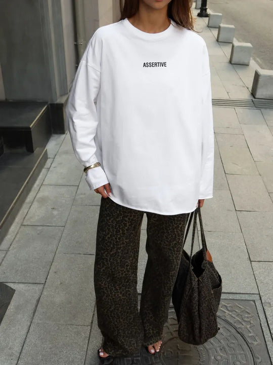 Damen Oversized Sweatshirt mit sportlichem Schriftzug R&B