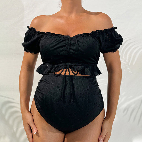 Damen Umstandsbikini mit off-shoulder Oberteil und rüschendem Design R&B