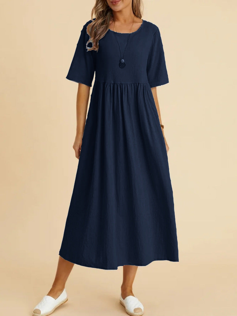 Damen Maxikleid mit lässigem Schnitt und Kurzärmeln R&B