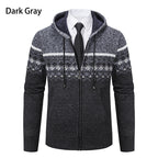 Herren stilvolle Strickjacke mit Kapuze und Norweger-Muster R&B