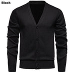 Herren kuschelige Strickjacke mit V-Ausschnitt und Knopfleiste R&B