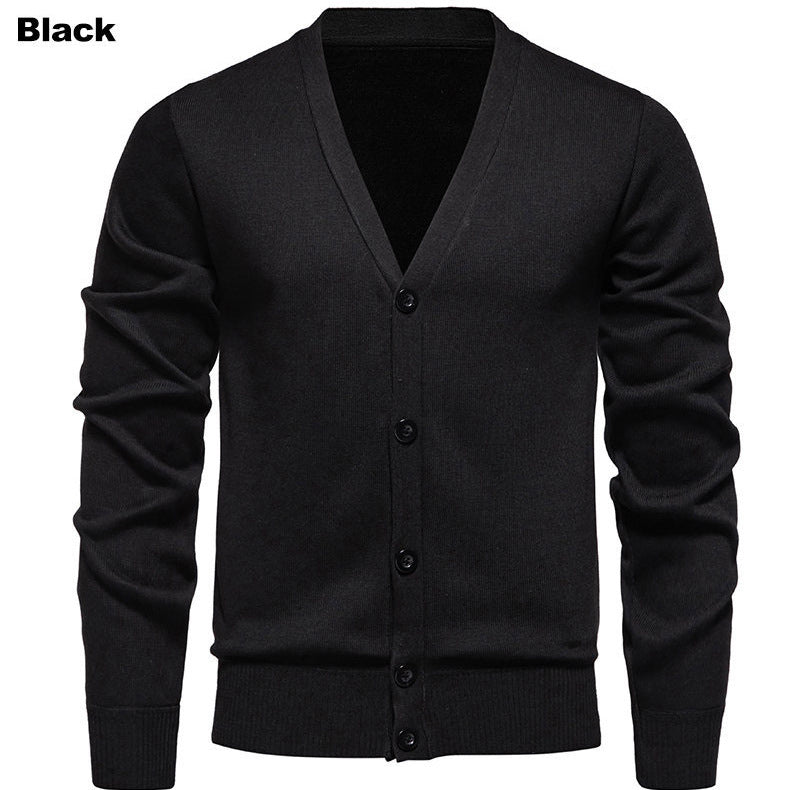 Herren kuschelige Strickjacke mit V-Ausschnitt und Knopfleiste R&B