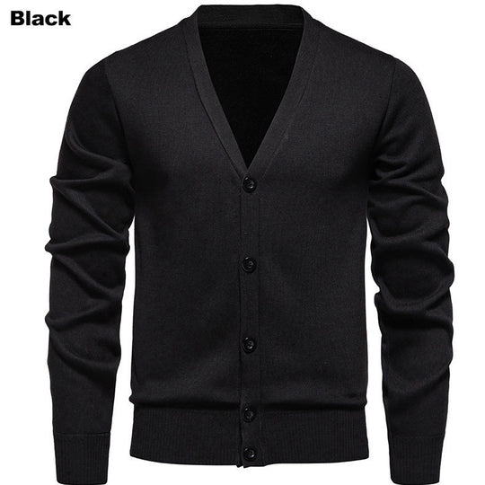 Herren kuschelige Strickjacke mit V-Ausschnitt und Knopfleiste R&B