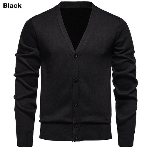Herren kuschelige Strickjacke mit V-Ausschnitt und Knopfleiste R&B