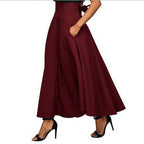 Damen weit geschnittene Palazzo-Hose mit eleganten Taschen und hohem Bund R&B