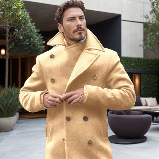 Herren eleganter und stilsicherer Peacoat mit doppelter Knopfreihe R&B