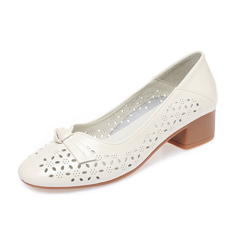 Damen Elegante und luftige Ballerinas mit modischem Lochdesign und komfortablem Absatz R&B