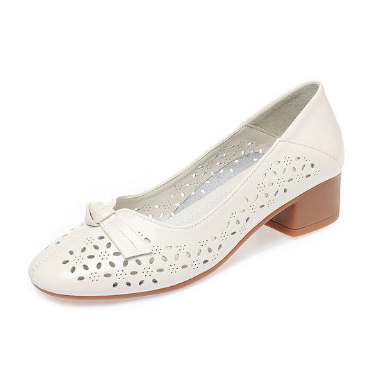 Damen Elegante und luftige Ballerinas mit modischem Lochdesign und komfortablem Absatz R&B