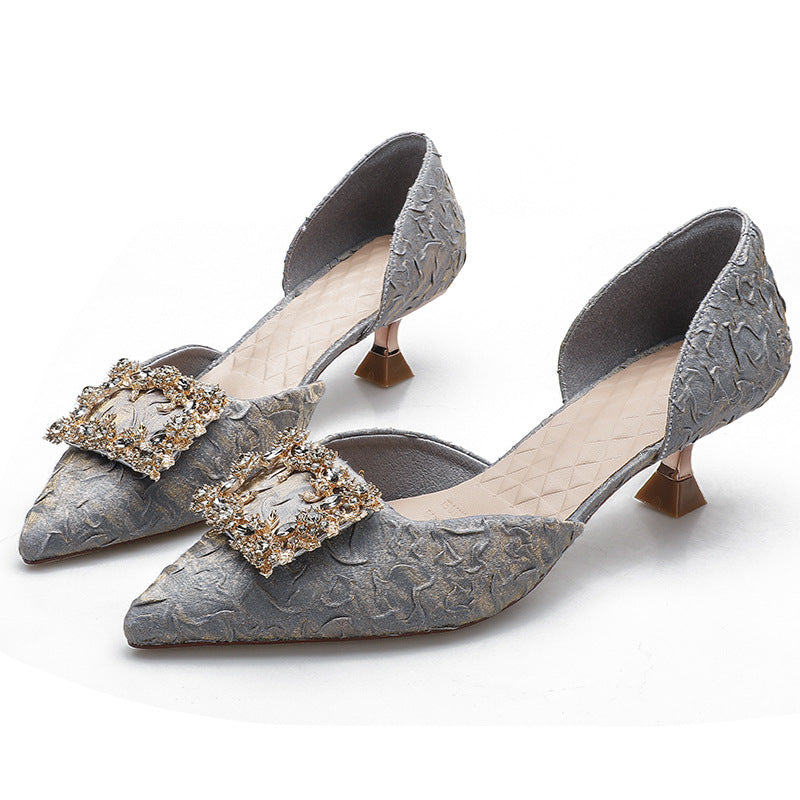 Damen eleganter Sling-Pump mit dekorativem Schmuck R&B