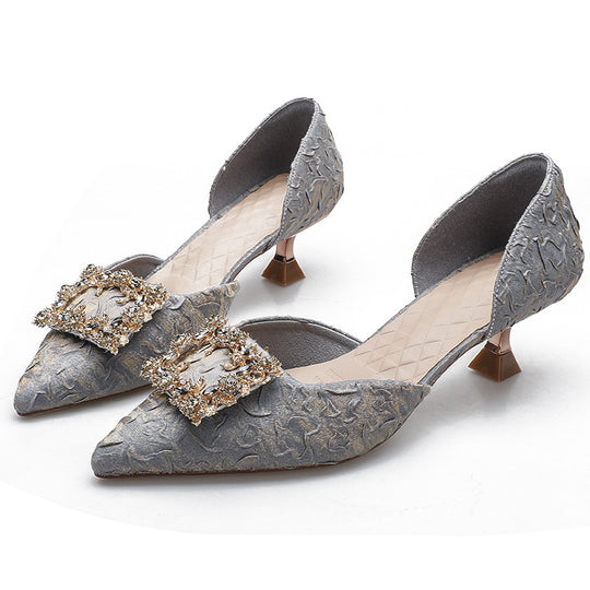 Damen eleganter Sling-Pump mit dekorativem Schmuck R&B