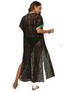 Damen transparenter Strandüberwurf mit eleganten Fransen R&B