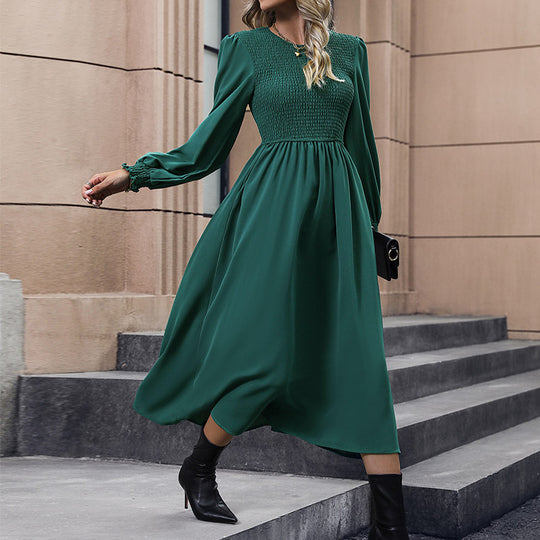 Damen Midi-Kleid mit elegantem Halblangen Schnitt und Raffungsdetails R&B