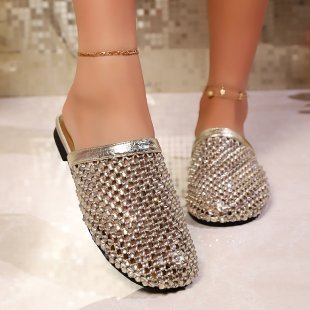 Damen Glamouröse Pantoletten mit Glitzerapplikationen R&B