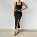 Damen Elegantes Maxi-Kleid mit seitlichem Schlitz und lässigem Wickeldesign R&B