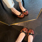 Damen Ballerina mit trendigem Tweed-Obermaterial und elegantem Perlenakzent