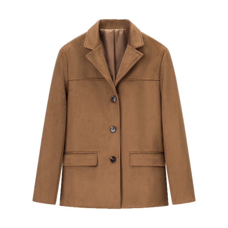 Damen klassische Blazerjacke aus weichem Material mit aufgesetzten Taschen R&B