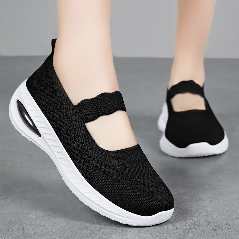 Damen Bequeme und atmungsaktive Sneakers mit elastischem Riemen