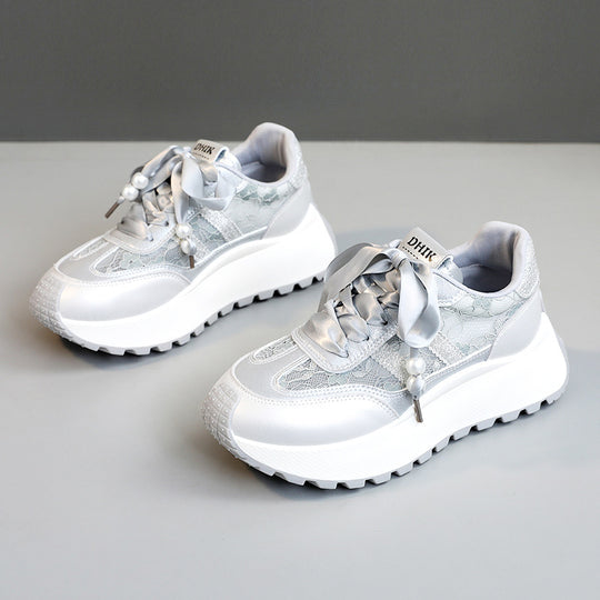 Damen Gemusterte Plateau-Sneaker mit eleganten Schnürdetails R&B