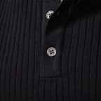 Herren nan gerippter Langarm-Henleypullover mit Stehkragen, feinem Rippstrick und schmaler Passform R&B