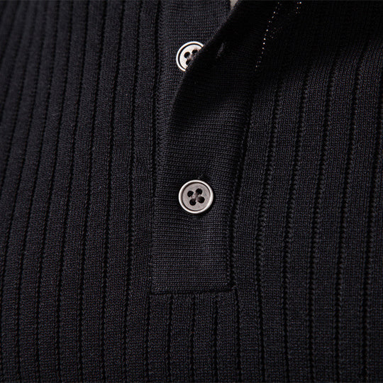 Herren nan gerippter Langarm-Henleypullover mit Stehkragen, feinem Rippstrick und schmaler Passform R&B
