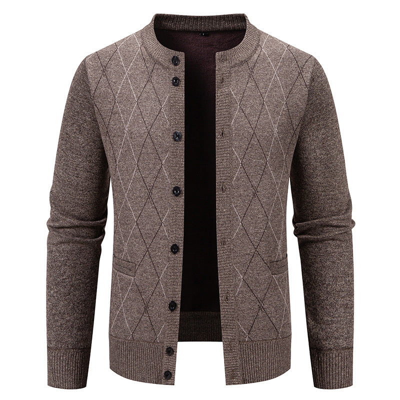Herren Strickjacke mit modernem Rautenmuster R&B