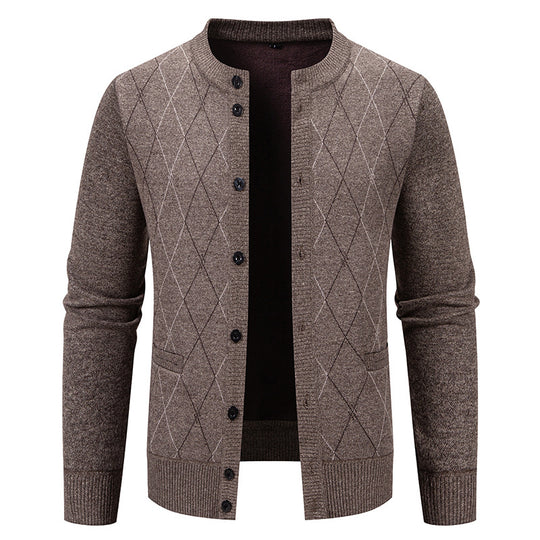 Herren Strickjacke mit modernem Rautenmuster R&B