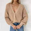 Damen Strickjacke mit tiefem V-Ausschnitt und elegante Knopfdetails R&B