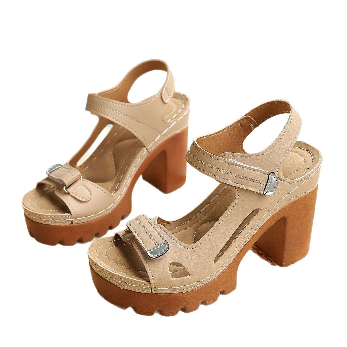 Damen Elegante Plateau-Sandalen mit modischem Riemen und stabiler Sohle