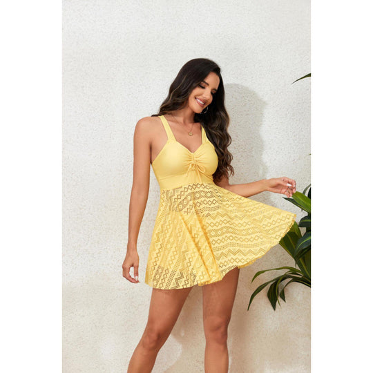 Damen Strandedress mit elegantem Spitzenmuster und verstellbaren Trägern R&B
