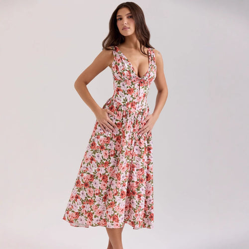 Damen Maxikleid mit floralem Design und praktischen Taschen R&B