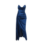 Damen elegantes Maxikleid mit raffiniertem Schlitz und dezentem Wickel-Design R&B