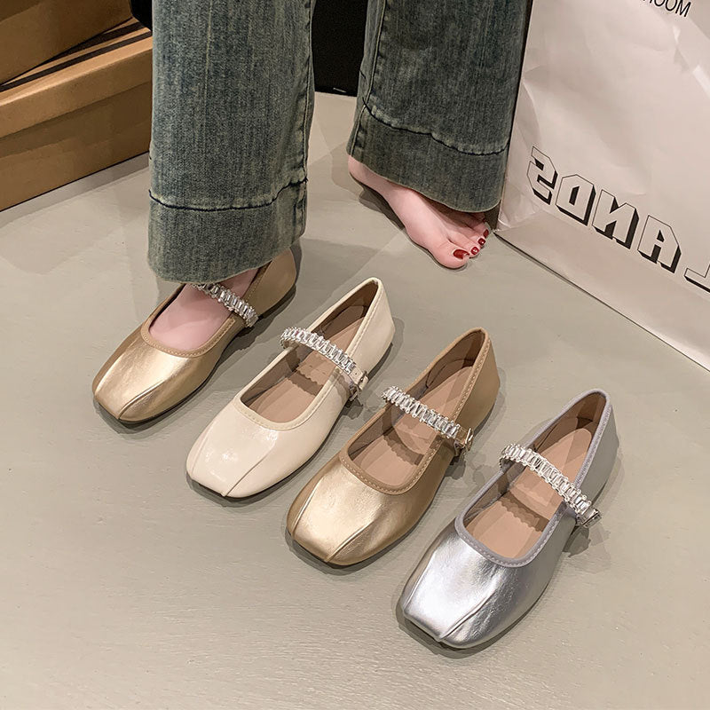 Damen Ballerinas mit funkelndem Riemen R&B