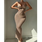 Damen figurbetontes Häkelkleid mit transparentem Design R&B