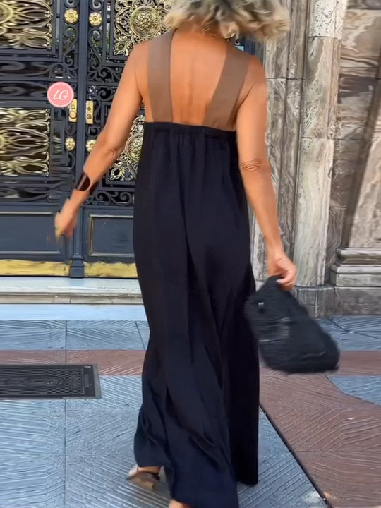 Damen Maxikleid mit modernem Cross-Design und fließendem Schnitt Heidi-Mode