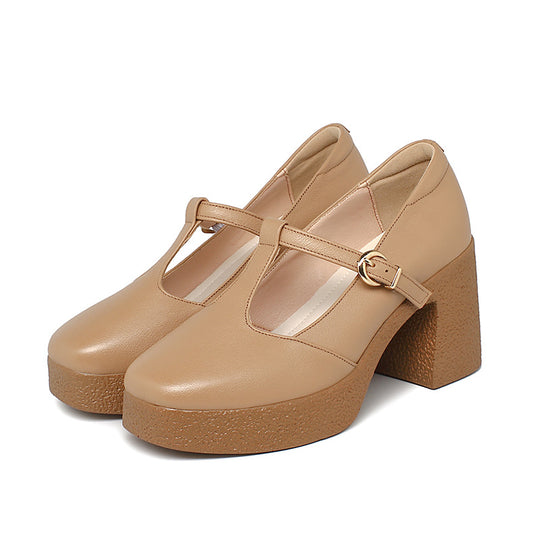 Damen Mary Jane Pumps mit komfortablem Blockabsatz und verstellbarem Riemen R&B