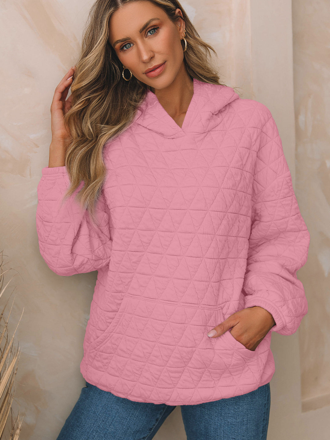 Damen Kapuzenpullover mit strukturiertem Steppmuster und praktischen Taschen R&B