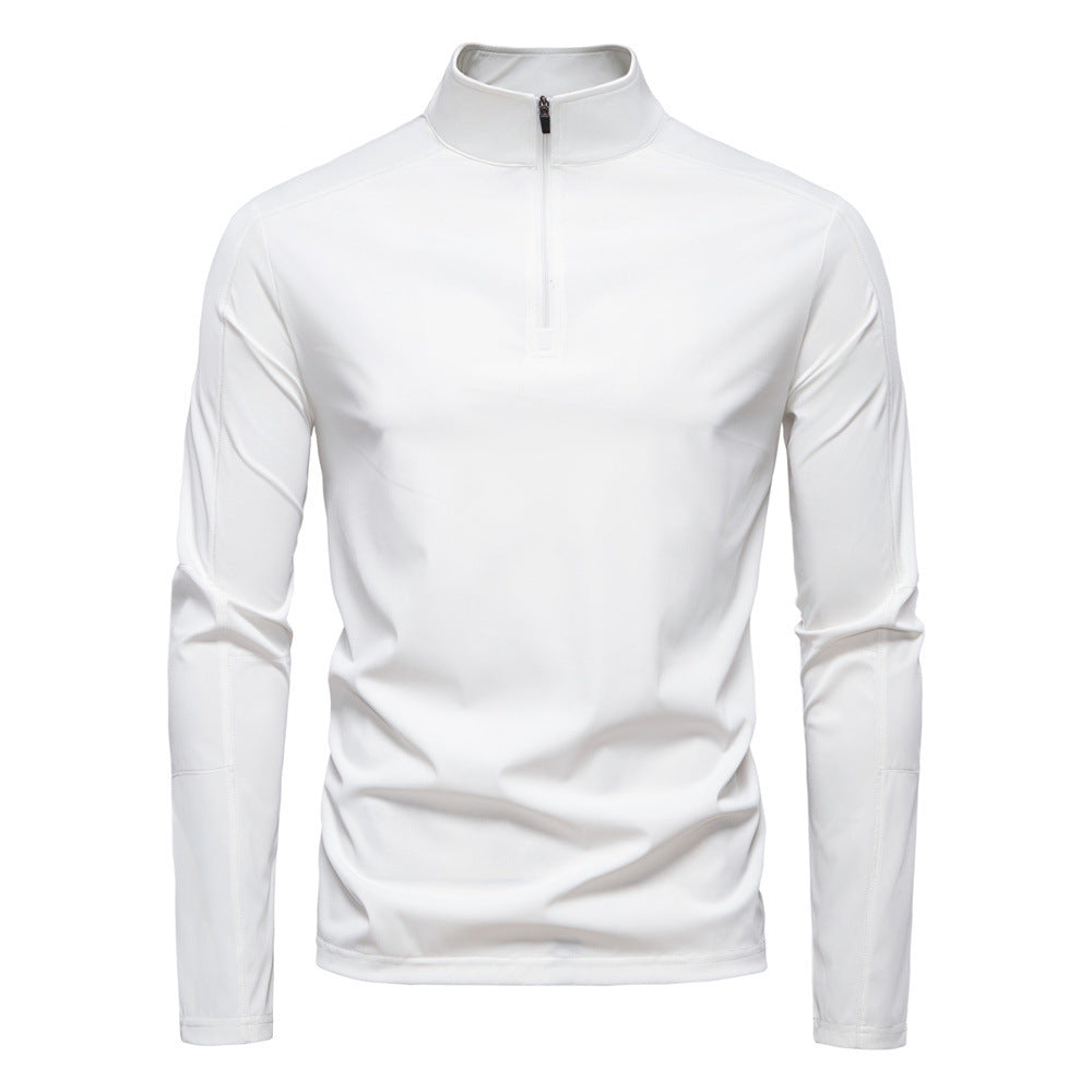 Herren nan Funktions-Langarmshirt mit Stehkragen und halbem Reißverschluss R&B
