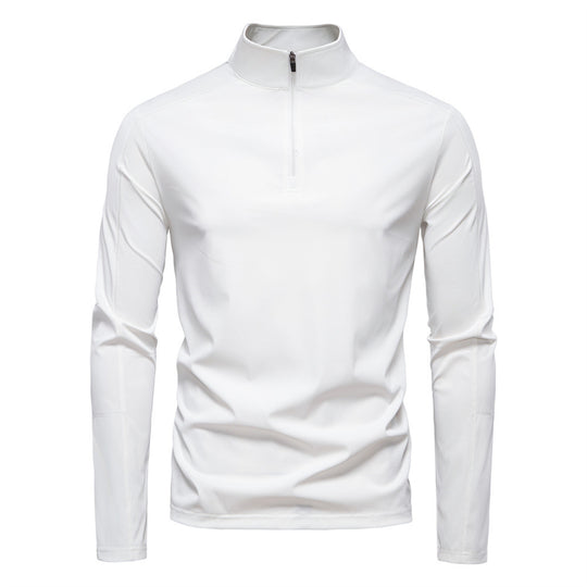 Herren nan Funktions-Langarmshirt mit Stehkragen und halbem Reißverschluss R&B