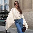 Damen Oversized Sweatshirt mit weitem Schnitt und eleganten Ärmeln R&B