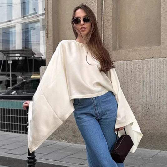 Damen Oversized Sweatshirt mit weitem Schnitt und eleganten Ärmeln R&B