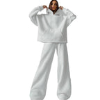 Damen lässiges Oversized Hoodie- und Wide Leg Hosen Set