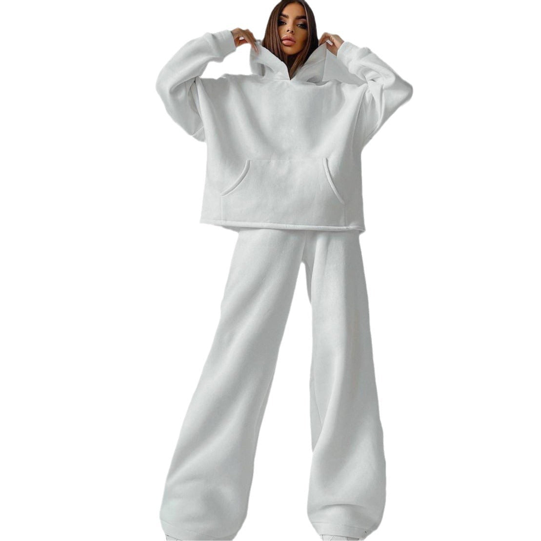Damen lässiges Oversized Hoodie- und Wide Leg Hosen Set